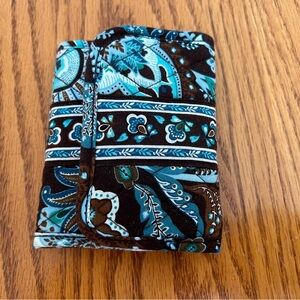 Vera Bradley Quilted Floral Teal & Brown Paisley Card Wallet